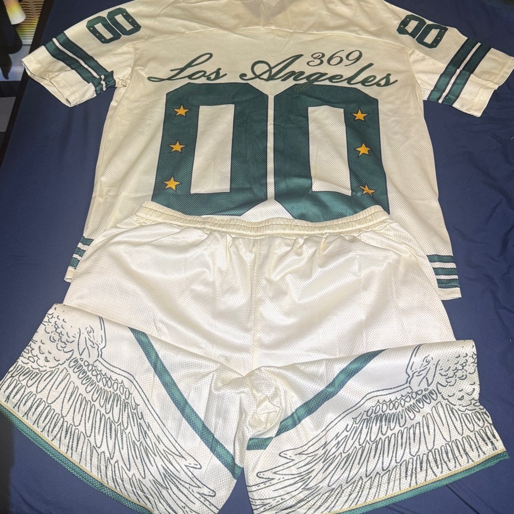 Kids Los Angeles Pajama Set - White and Green